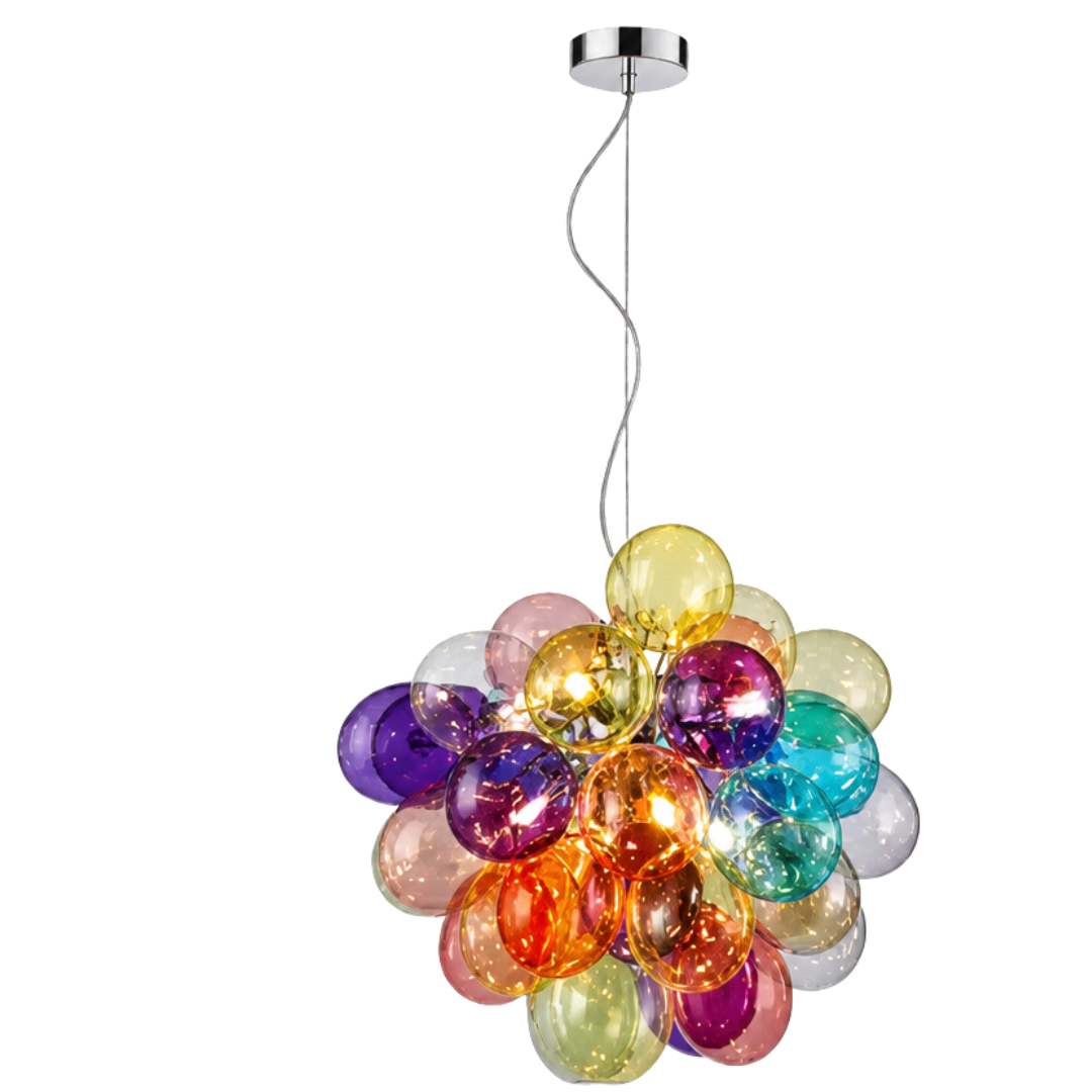 Chandelier Bulles — Verre Soufflé Multicolore