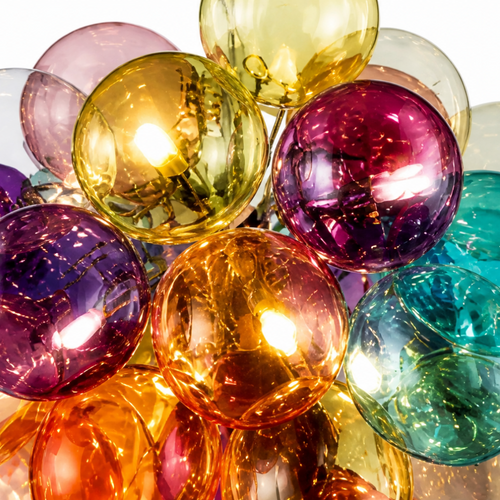 Chandelier Bulles — Verre Soufflé Multicolore