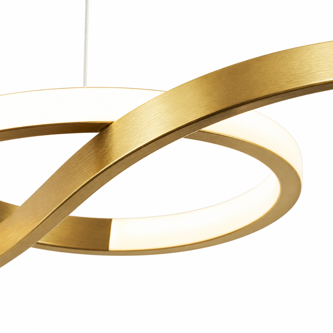 Suspension Infini — Ruban Doré Sculptural