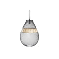 Suspension Verre Bullé & Métal Noir – Goutte Design