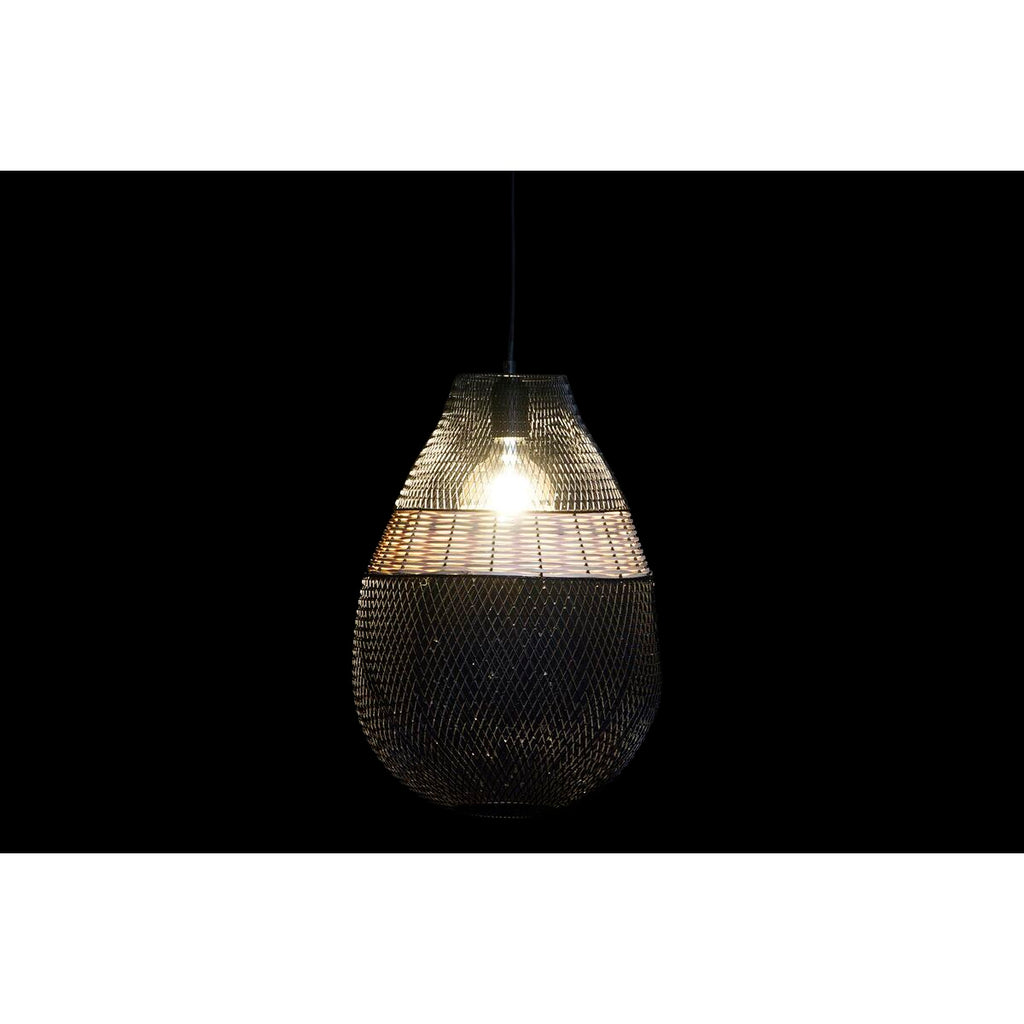 Suspension Verre Bullé & Métal Noir – Goutte Design