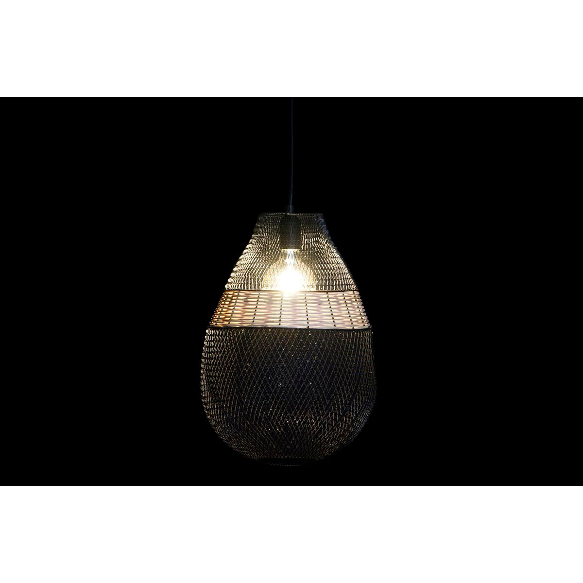 Suspension Verre Bullé & Métal Noir – Goutte Design