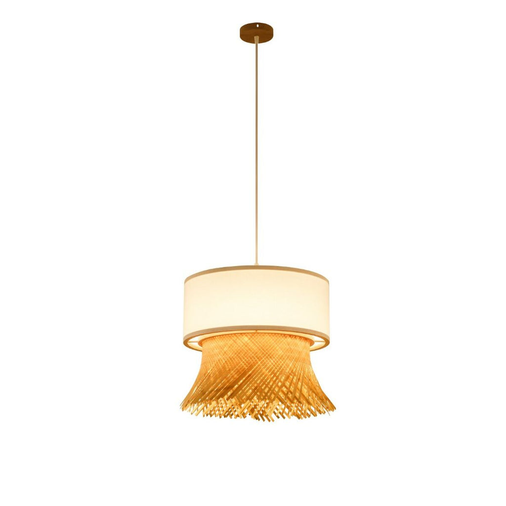 Suspension Bambou Frangée – Style Bohème Naturel