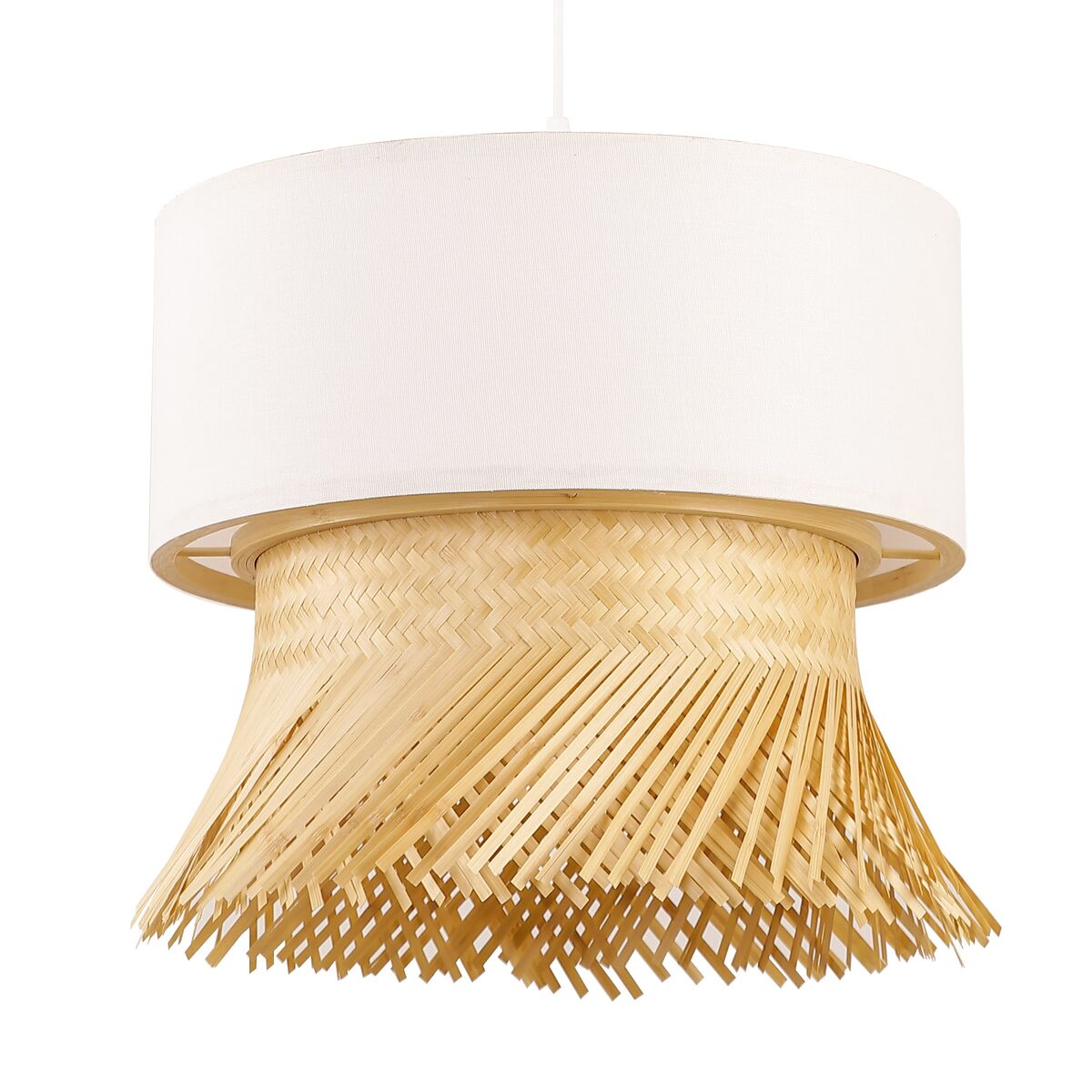 Suspension Bambou Frangée – Style Bohème Naturel