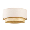 Suspension Tambour Blanc & Bambou – Design Épuré