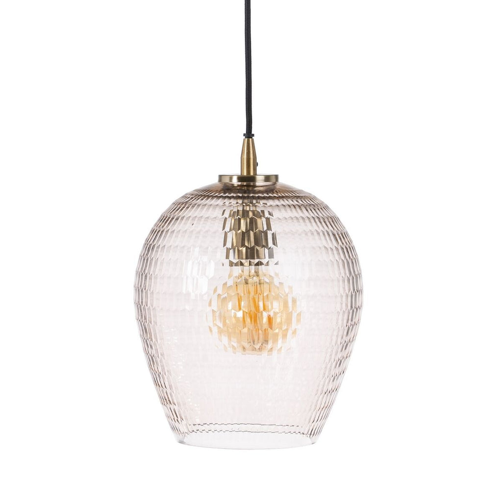 Suspension Globe Verre Ambré – Finition Dorée
