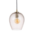 Suspension Globe Verre Ambré – Finition Dorée