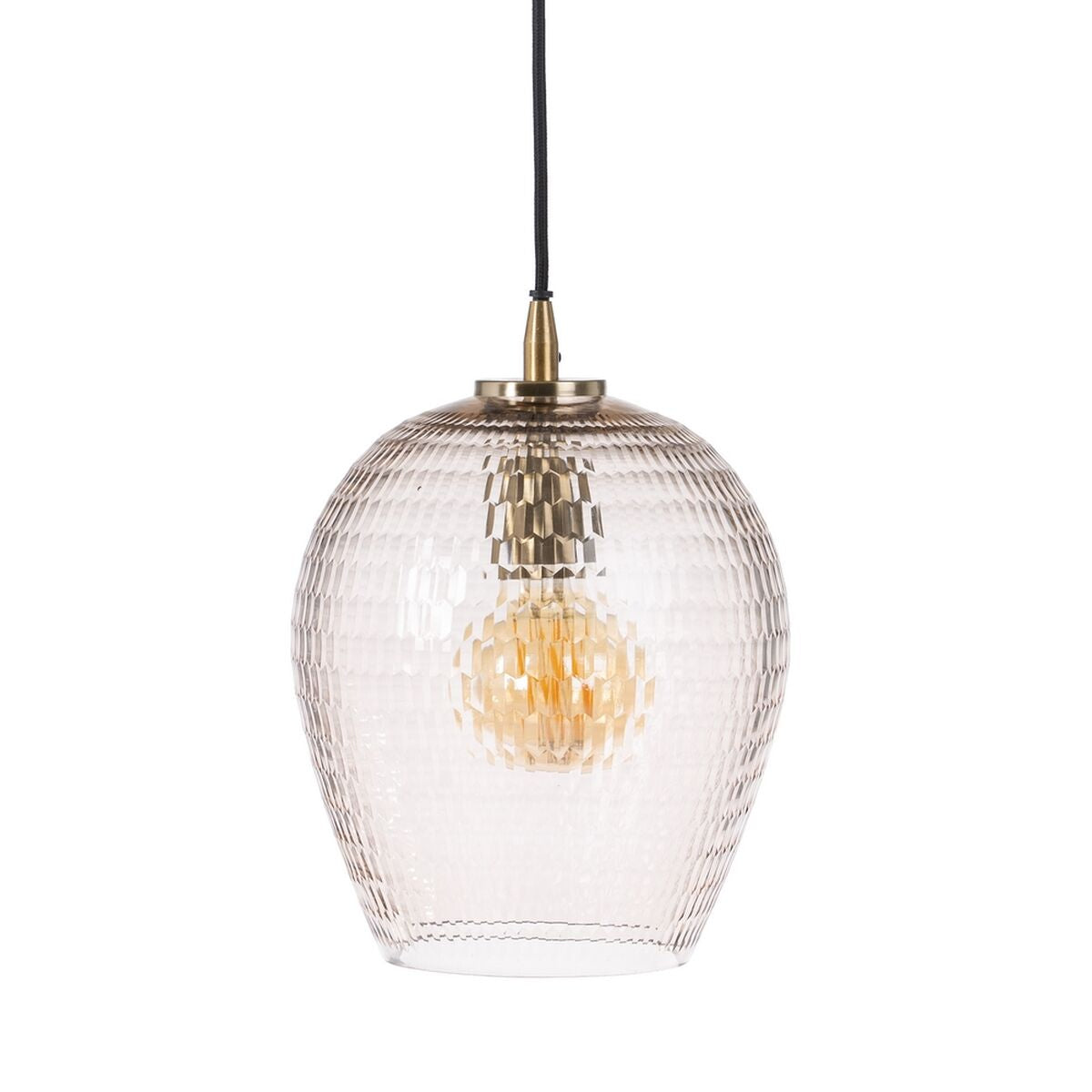 Suspension Globe Verre Ambré – Finition Dorée