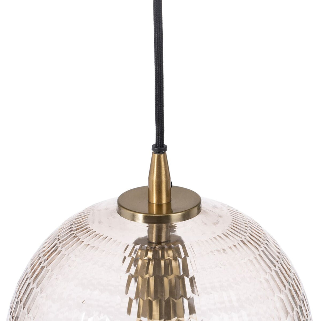 Suspension Globe Verre Ambré – Finition Dorée