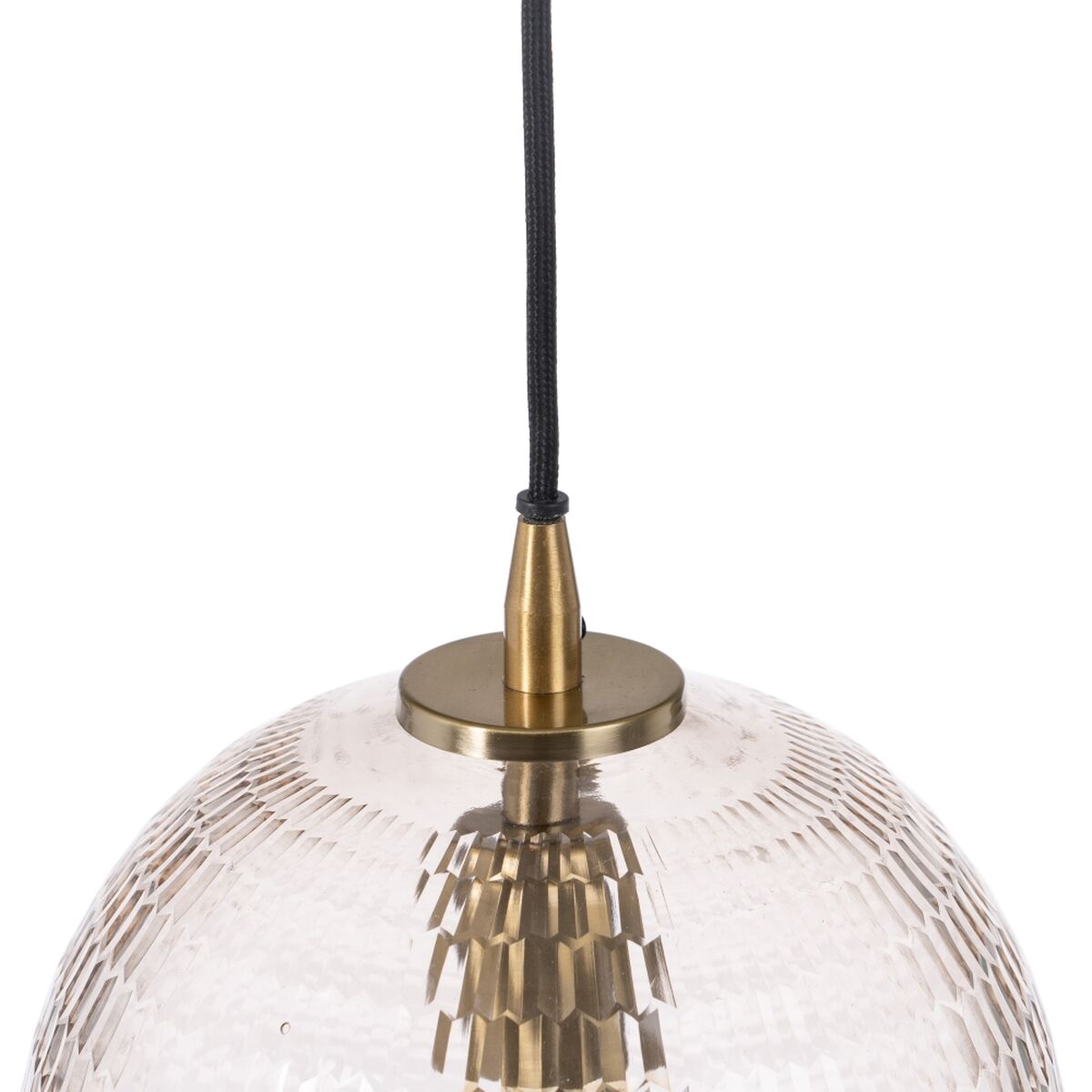 Suspension Globe Verre Ambré – Finition Dorée