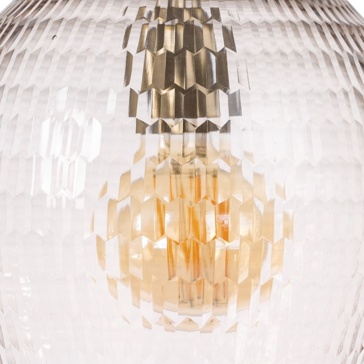 Suspension Globe Verre Ambré – Finition Dorée