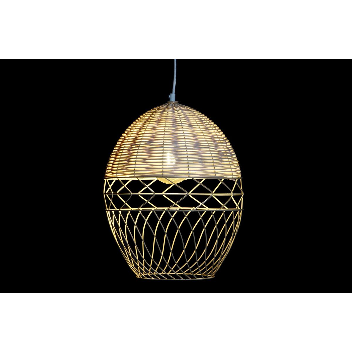 Suspension Chevet Minimaliste – Métal & Rotin Naturel